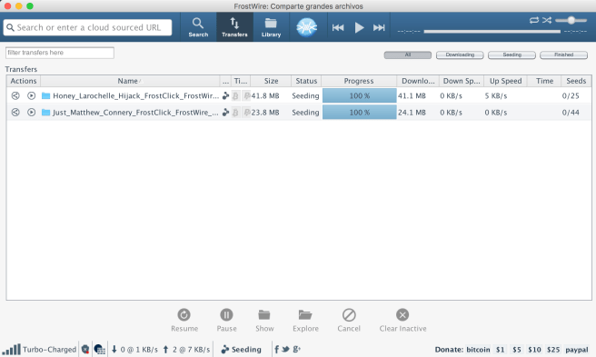 frostwire transfers tab